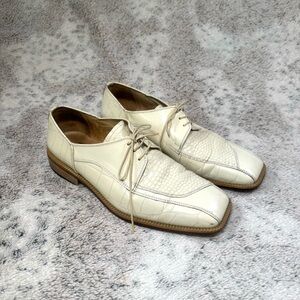 Fortune From Liberty Leather Dress Shoes Mens Size 10 Ivory Crocodile Snake Skin